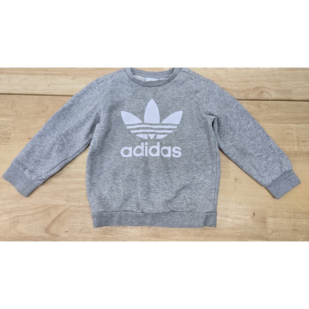 Adidas Toddlers Originals Trefoil Crewneck Sweatshirt, Grey Sz 4T